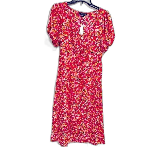 Sanctuary Women's Floral Puff Sleeve Midi Dress Red, Sunset Bloom size 6 - Picture 6 of 8